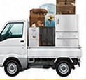 大プランの荷物を載せた軽トラのイラスト