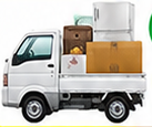 小プランの荷物を載せた軽トラのイラスト